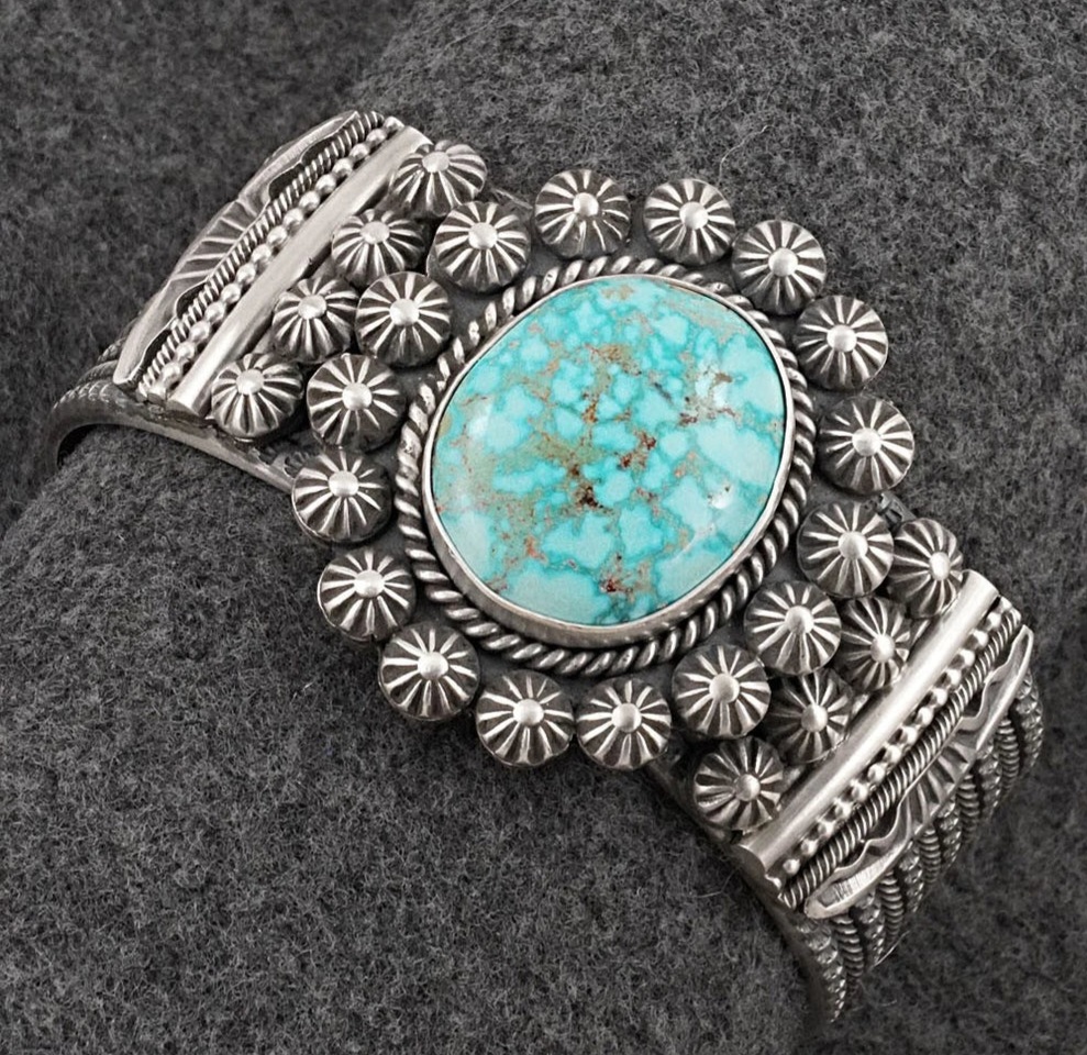 Bold Kingman Sterling Silver Bracelet by Michael Calladitto – Navajo Cuff - Image 8