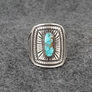 Sterling Silver Ring by Calvin Martinez – Navajo Turquoise Statement