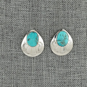 Turquoise & Sterling Silver Earrings by Brenda Bahe – Navajo Handmade