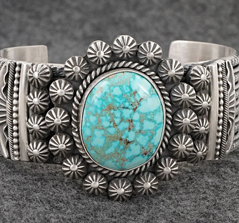 Bold Kingman Sterling Silver Bracelet by Michael Calladitto – Navajo Cuff