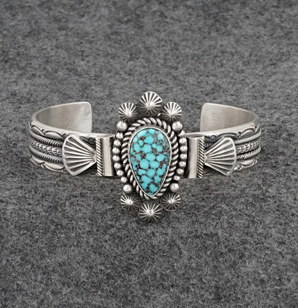 Kingman Turquoise Bracelet by Michael Calladitto – Navajo Sterling Silver Cuff - Image 2
