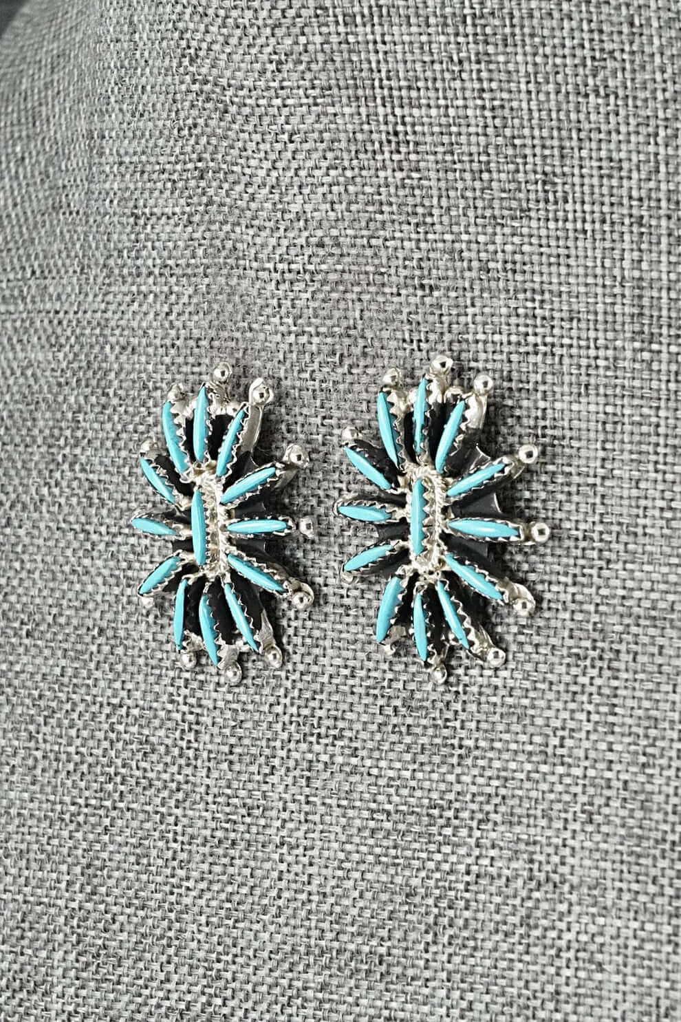 Squash Blossom Necklace by Gerald Etsate – Zuni Needlepoint Turquoise - Image 7