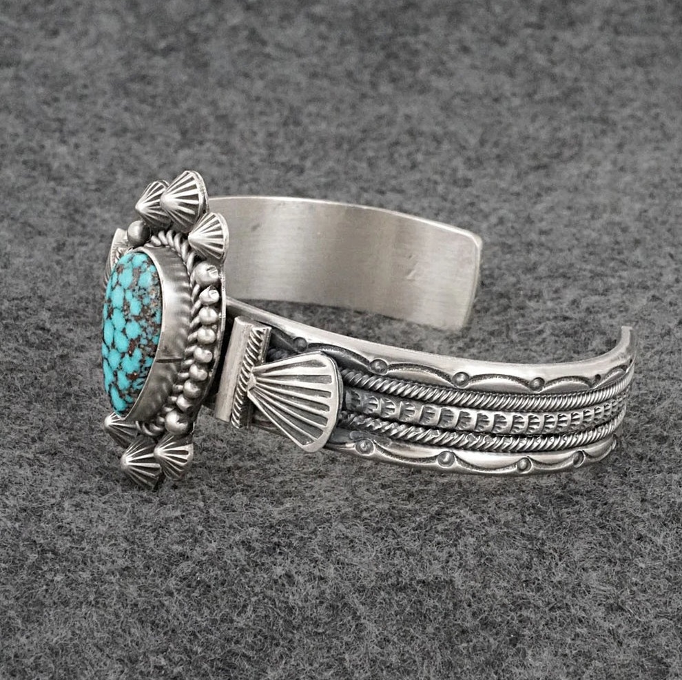 Kingman Turquoise Bracelet by Michael Calladitto – Navajo Sterling Silver Cuff - Image 3