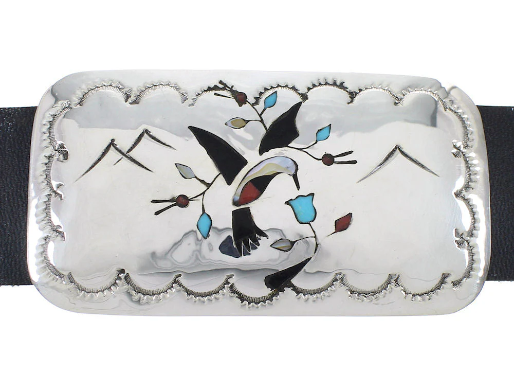 Multicolor Silver Navajo Thunderbird And Hummingbird Concho Belt - Image 5