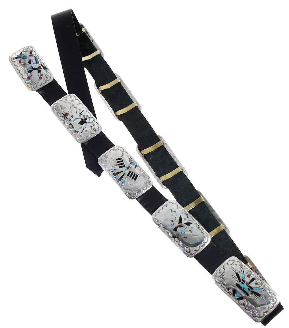 Multicolor Silver Navajo Thunderbird And Hummingbird Concho Belt - Image 7