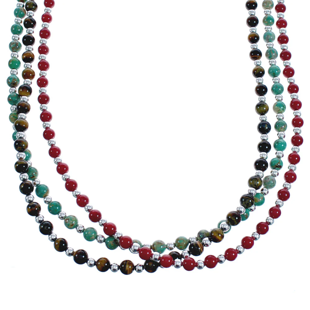 3-Strand Multicolor Silver Bead
