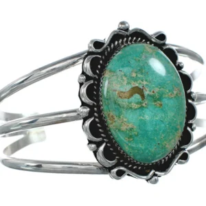 Authentic Navajo Kingman Turquoise Sterling Silver Native American Cuff Bracelet