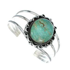 Authentic Navajo Kingman Turquoise Sterling Silver Native American Cuff Bracelet