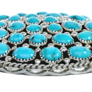 Authentic Navajo Turquoise Genuine Sterling Silver Belt Buckle
