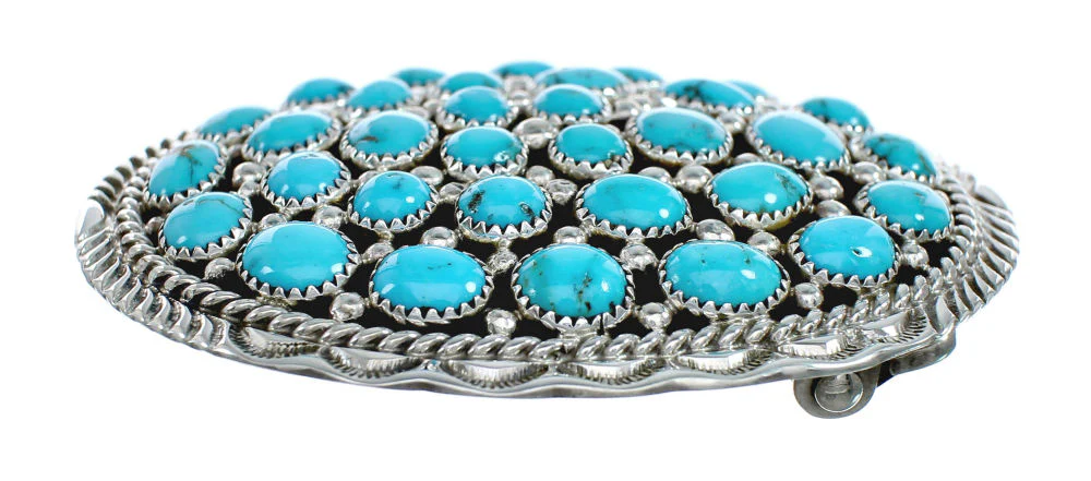 Authentic Navajo Turquoise Genuine Sterling Silver Belt Buckle - Image 2