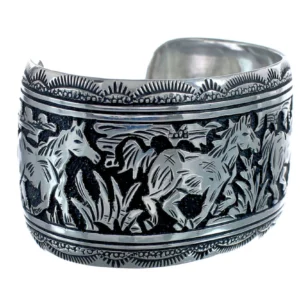 Authentic Sterling Silver Native American Horse Cuff Bracelet