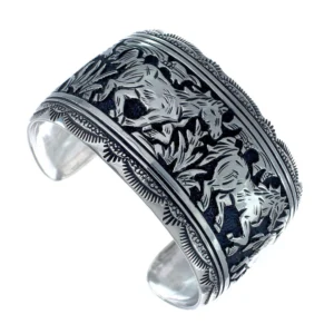 Authentic Sterling Silver Native American Horse Cuff Bracelet