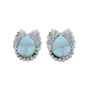 Blue Opal Sterling Silver Post Native American Earrings