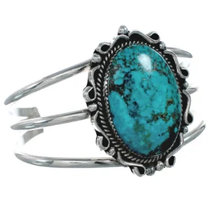 Buy Authentic Navajo Kingman Turquoise Sterling Silver Native American Cuff Bracelet