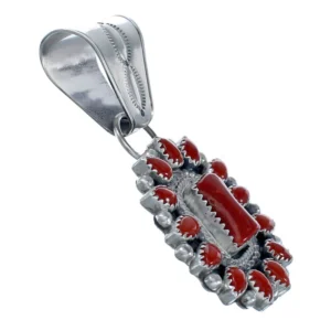 Coral Sterling Silver Native American Pendant