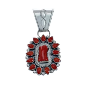 Coral Sterling Silver Native American Pendant