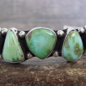 Vibrant Sterling Silver and Turquoise Bracelet by D Morgan – Navajo Five-Stone Cuff