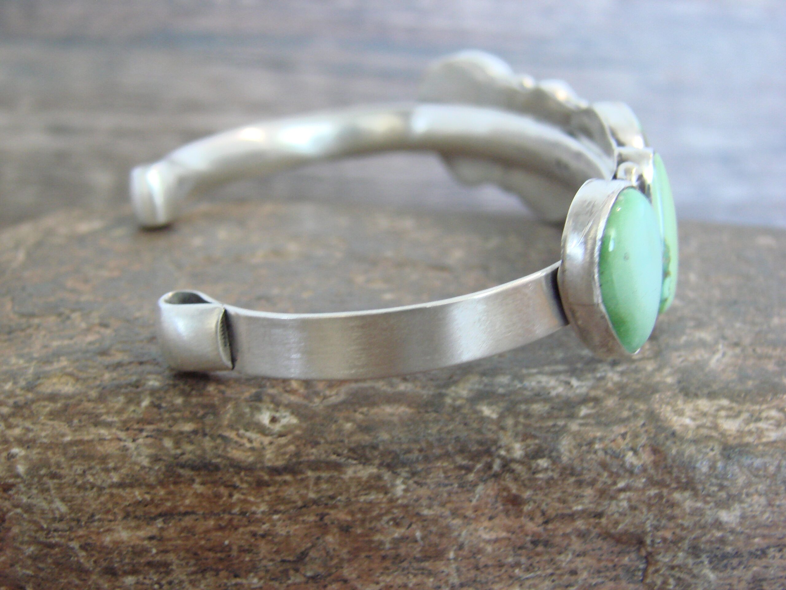 Vibrant Sterling Silver and Turquoise Bracelet by D Morgan – Navajo Five-Stone Cuff - Image 4