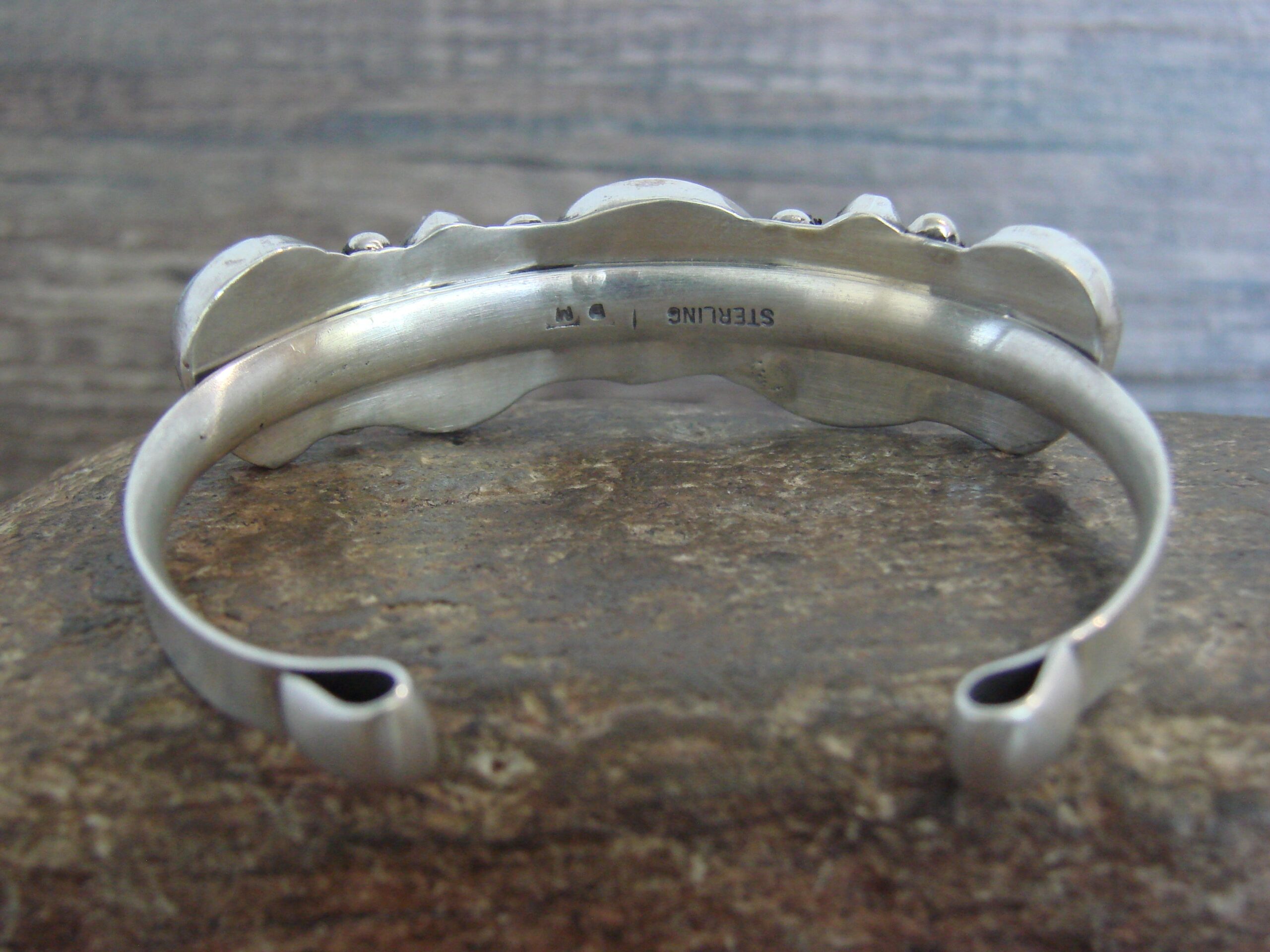 Vibrant Sterling Silver and Turquoise Bracelet by D Morgan – Navajo Five-Stone Cuff - Image 5