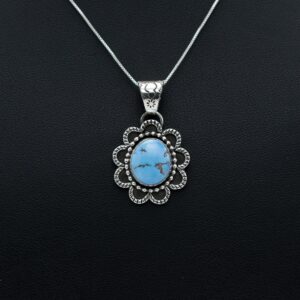 Golden Hill Turquoise Flower Pendant Necklace sterling silver
