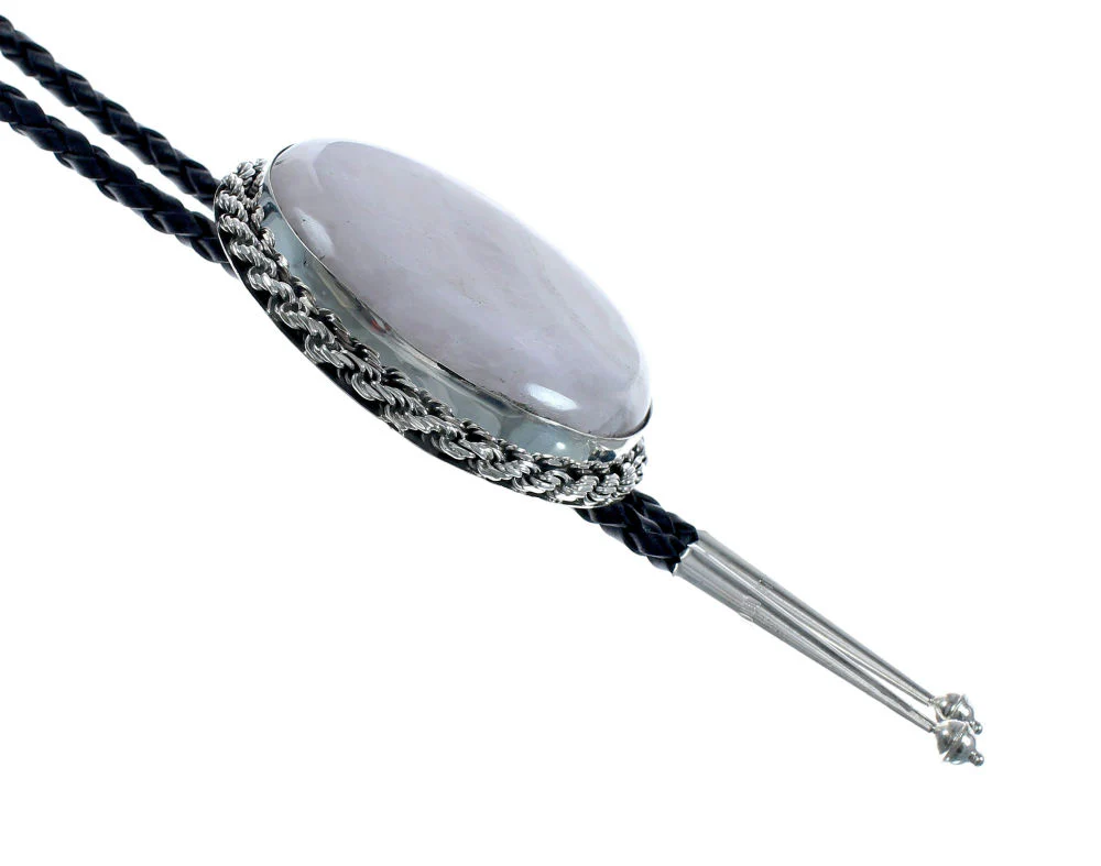 Genuine Bolo Tie Navajo Sterling Silver And Pink Quartz - Image 2