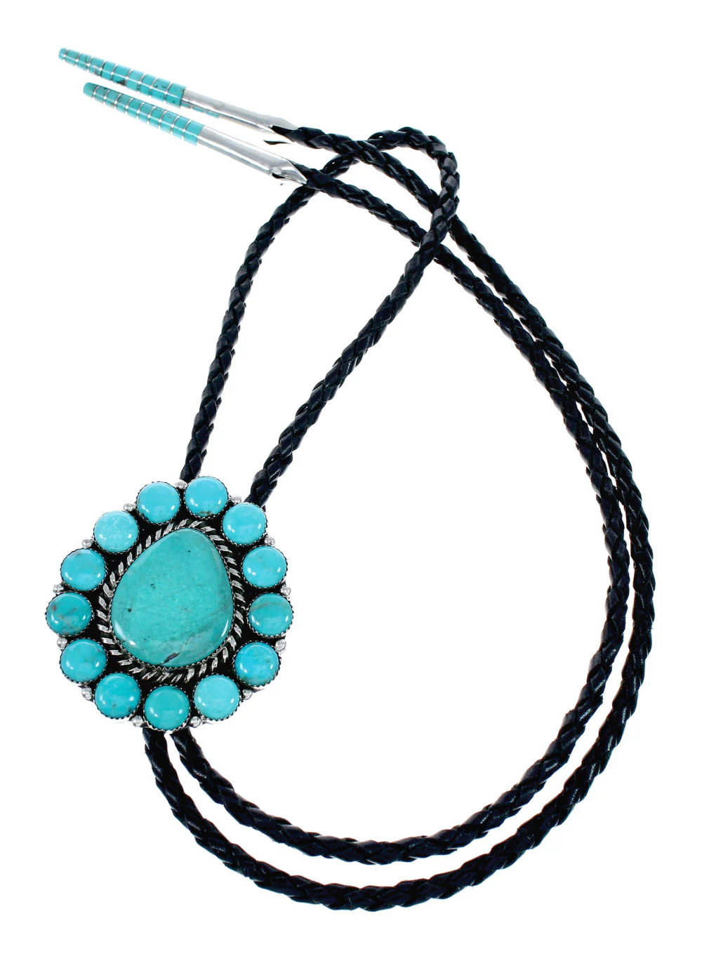 Genuine Navajo Bolo Tie Turquoise Sterling Silver Native American - Image 3