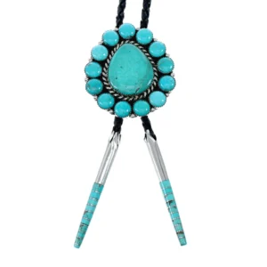 Genuine Navajo Bolo Tie Turquoise Sterling Silver Native American