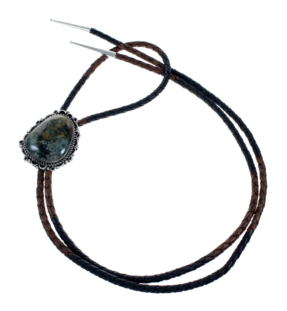 Navajo Green Opal Sterling Silver Native American Genuine Bolo Tie - Image 2