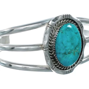 Genuine Navajo Kingman Sterling Silver Turquoise Cuff Bracelet