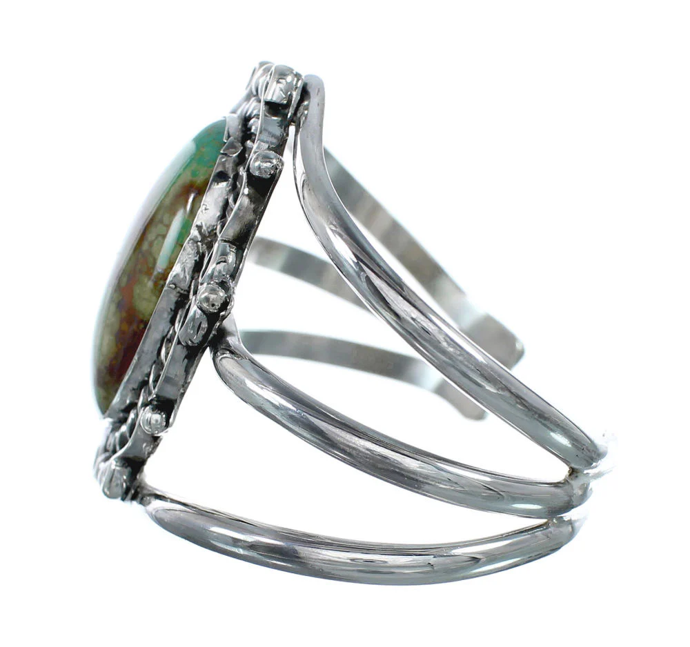 Genuine Navajo Kingman Turquoise Sterling Silver Cuff Bracelet - Image 3