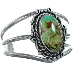Genuine Navajo Kingman Turquoise Sterling Silver Cuff Bracelet