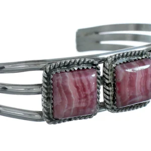 Genuine Navajo Rhodochrosite Sterling Silver Cuff Bracelet