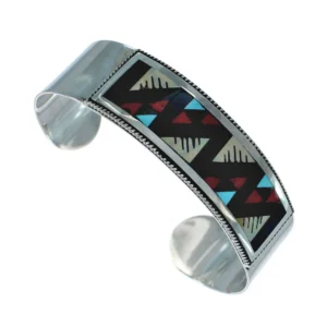 Genuine Navajo Sterling Silver Multicolor Cuff Bracelet