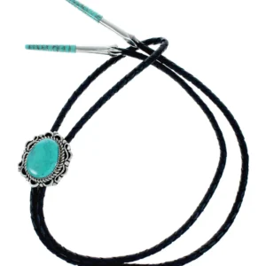 Genuine Navajo Turquoise Sterling Silver Native American Bolo Tie