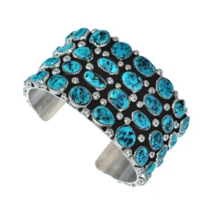 Genuine Sterling Silver Navajo Turquoise Cuff Bracelet