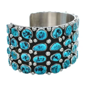 Genuine Sterling Silver Navajo Turquoise Cuff Bracelet