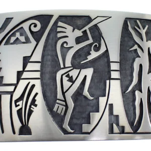 George Phillips Hopi Kokopelli Corn Stalk Silver Belt Buckle