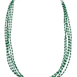 Hand Strung Liquid Silver 5-Strand Malachite Necklace