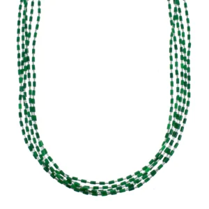 Hand Strung Liquid Silver 5-Strand Malachite Necklace