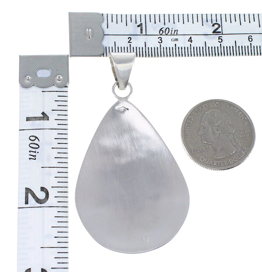 Hopi George Phillips Prayer Sticks Kachina Figure Silver Pendant - Image 3