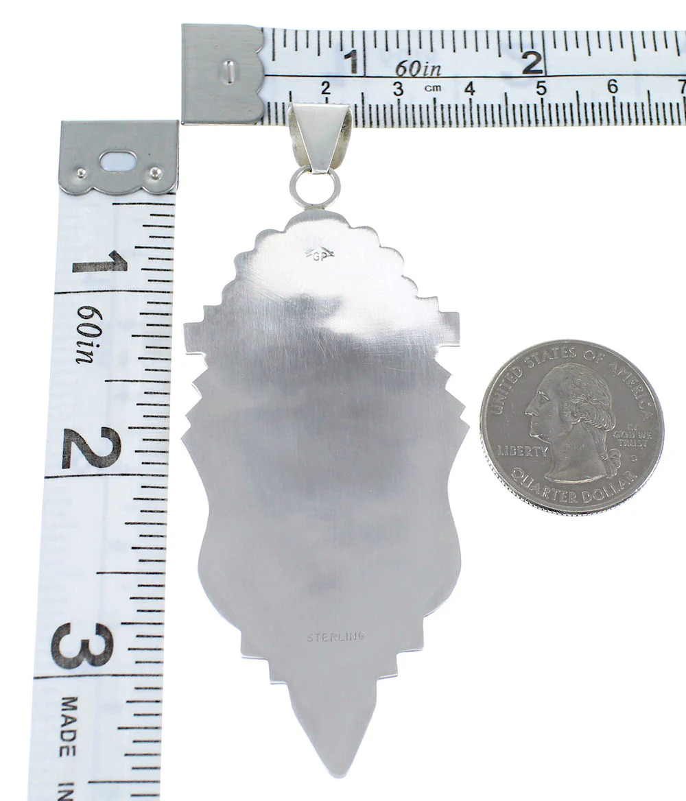 Hopi George Phillips Sun Kokopelli Genuine Sterling Silver Pendant - Image 3