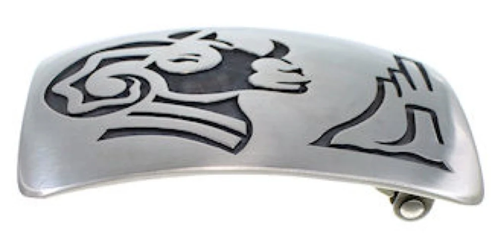 Hopi Indian George Phillips Sterling Silver Ram Belt Buckle - Image 2