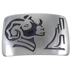 Hopi Indian George Phillips Sterling Silver Ram Belt Buckle
