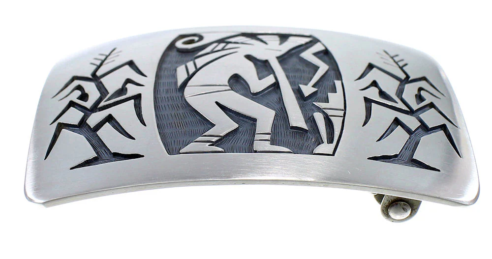 Hopi Kokopelli Corn Stalk Silver George Phillips Belt Buckle - Image 2