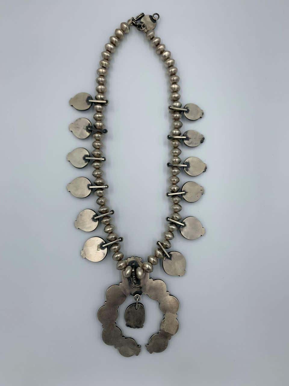 Exquisite Navajo Tommy Jackson Squash Blossom Necklace & Earrings Set - Image 3
