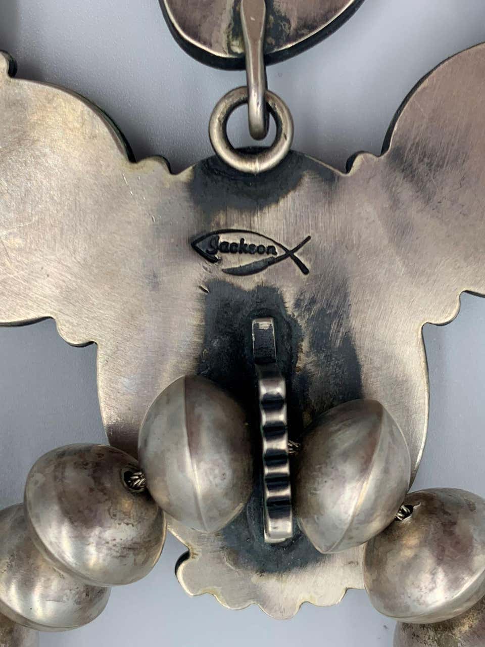 Exquisite Navajo Tommy Jackson Squash Blossom Necklace & Earrings Set - Image 8