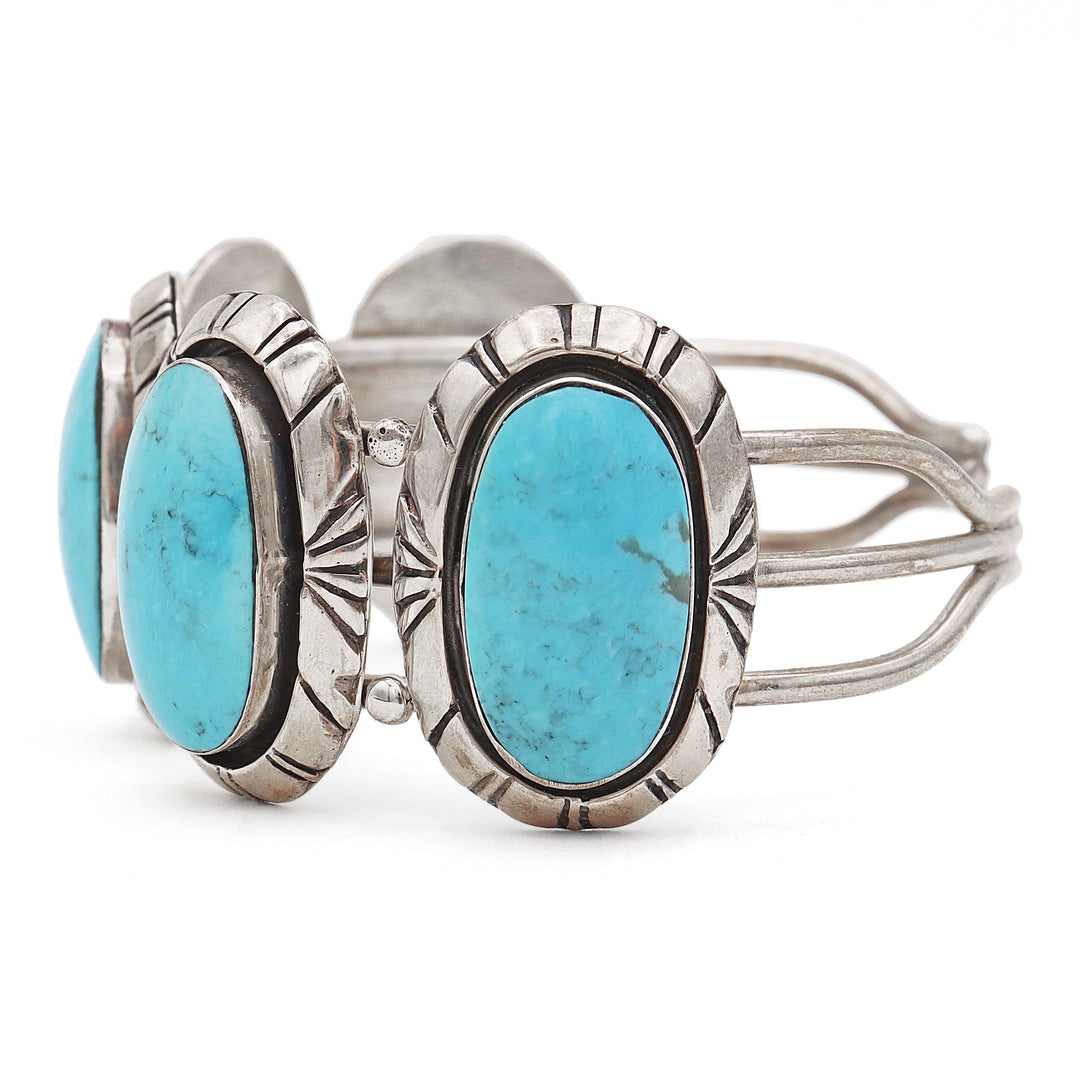 Stunning Vintage Navajo Turquoise Cuff – Bold Sterling Silver Statement Bracelet - Image 3
