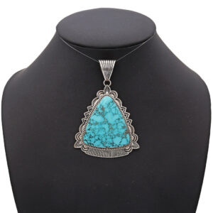 Breathtaking Large Turquoise Pendant – Sterling Silver Statement Masterpiece