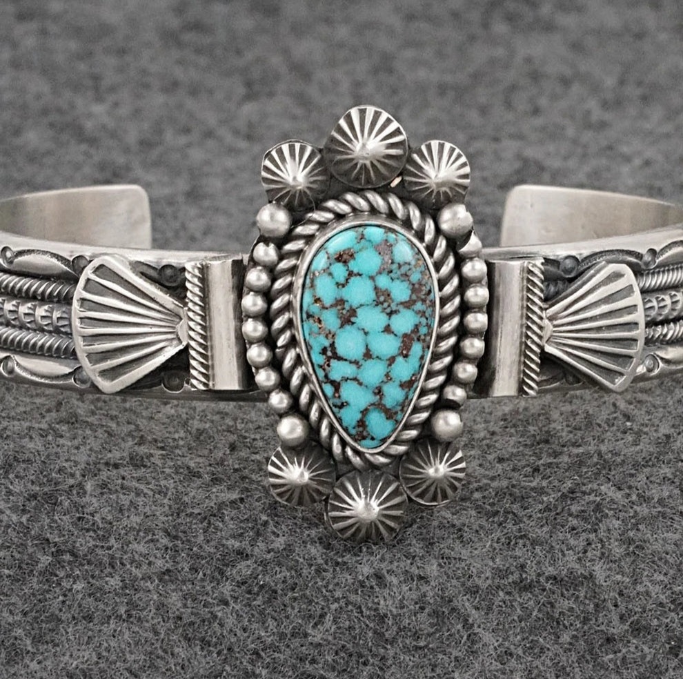 Kingman turquoise bracelet by Michael Calladitto