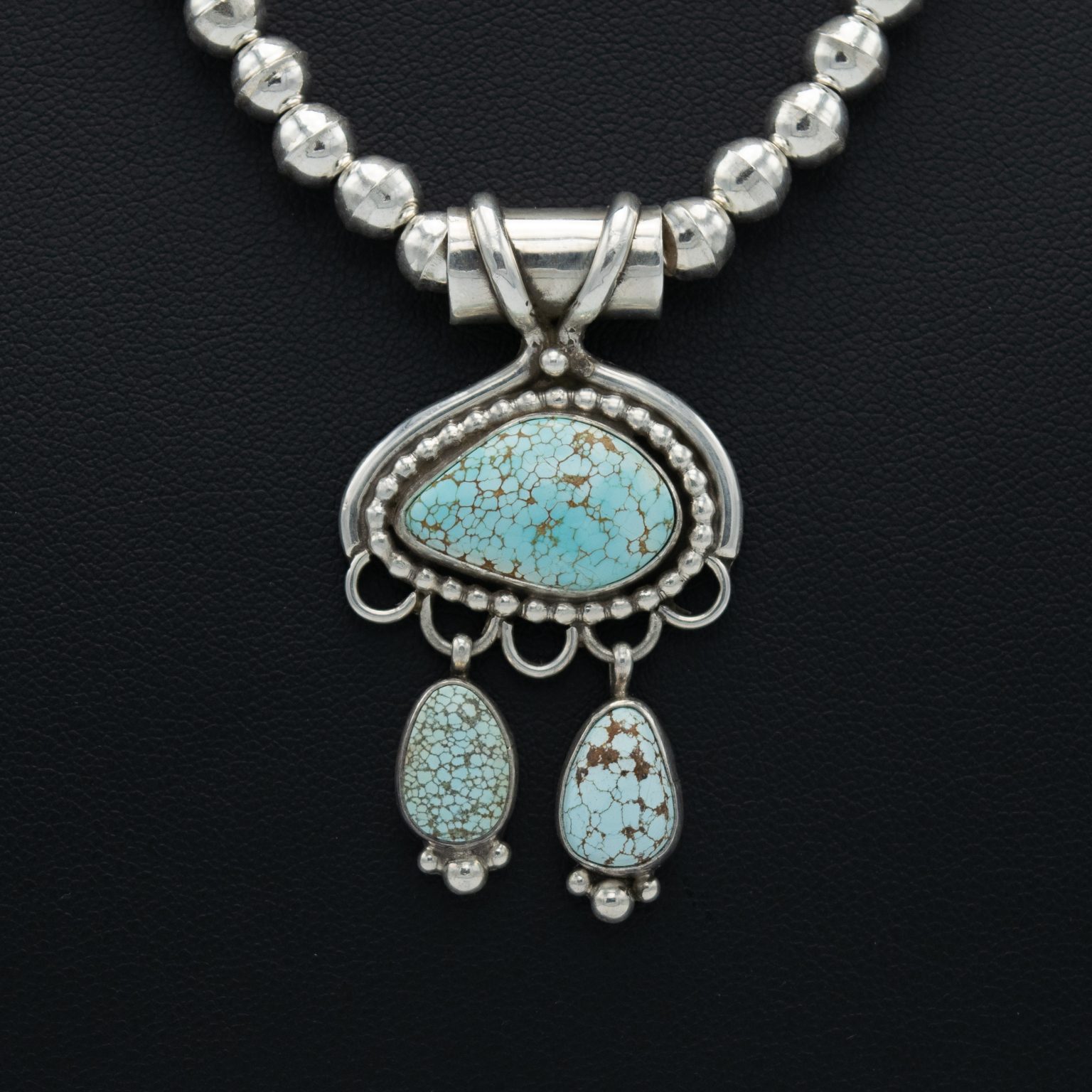 Stunning Turquoise Pendant Necklace – Three Stone Design